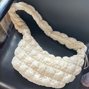 Cream Quilted Puff Shoulder Bag - Women